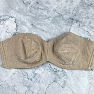 Floral Lace Strapless Minimizer Bra - Tan